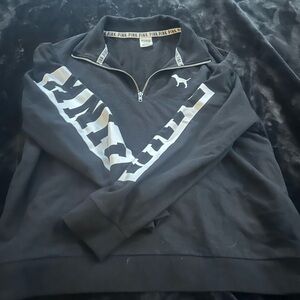 Victoria's Secret Black and White Quarter-Zip Hoodie